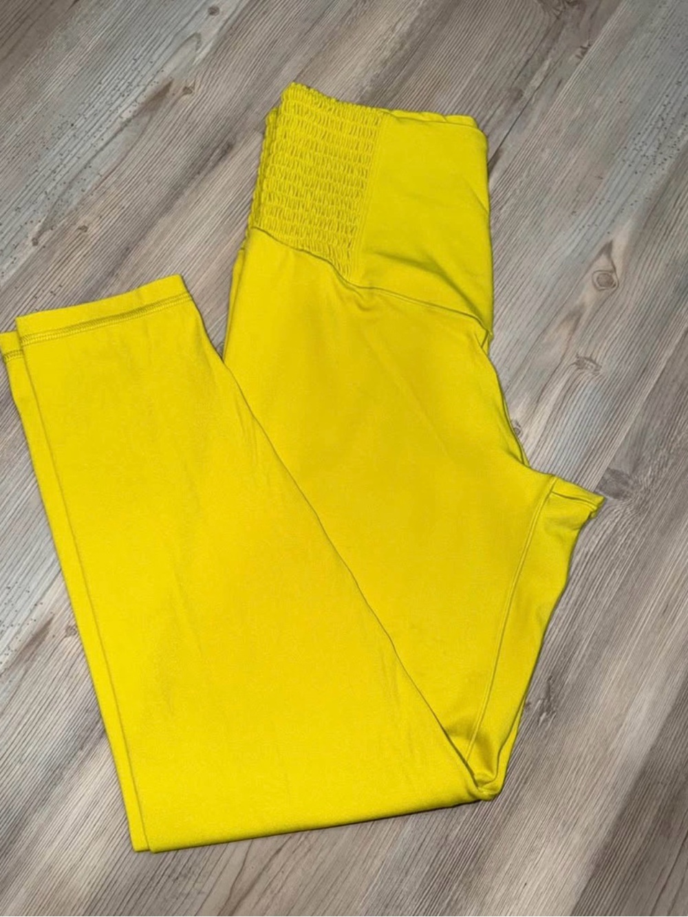 aerie Bright Yellow High-Rise Smocked Waist Leggings